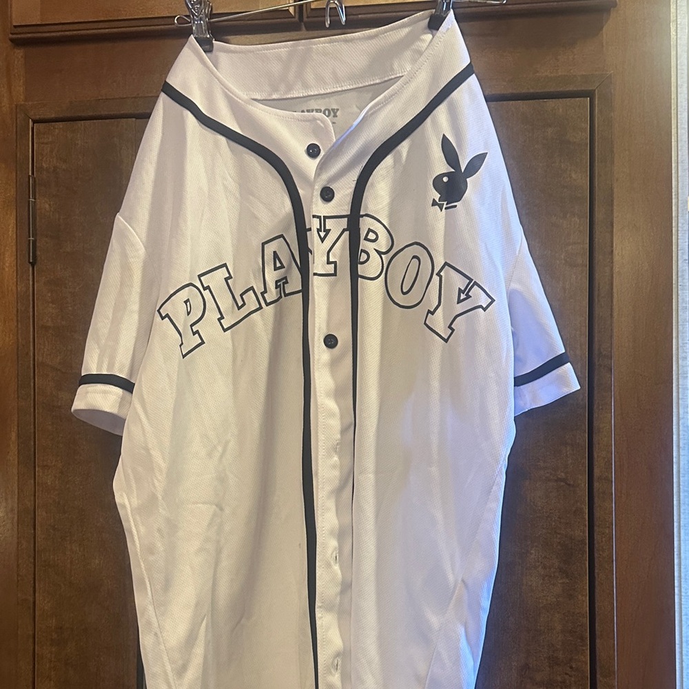 PLAYBOY White and Black Button-Up Jersey